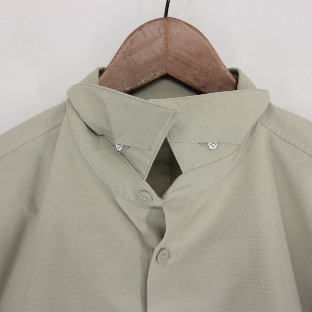 Lululemon Commission Button Up Shirt Mens M Beige Down Stretch Long Sleeve - Picture 3 of 7